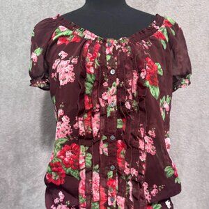 Sheer Abercrombie & Fitch Floral  Short Sleeve Top